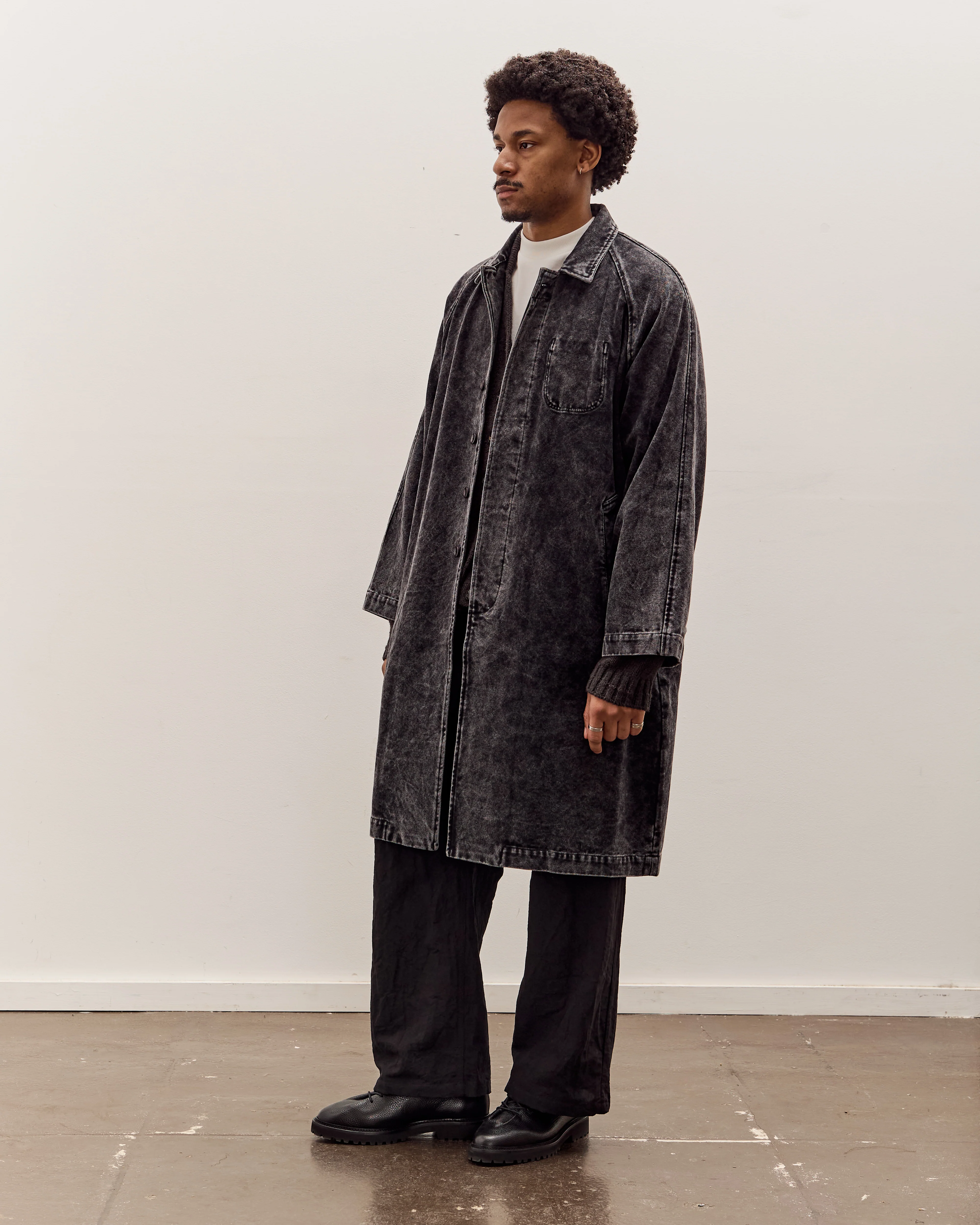 7115 by Szeki Fall Duster Unisex, Spotted Washed Black - Image 4