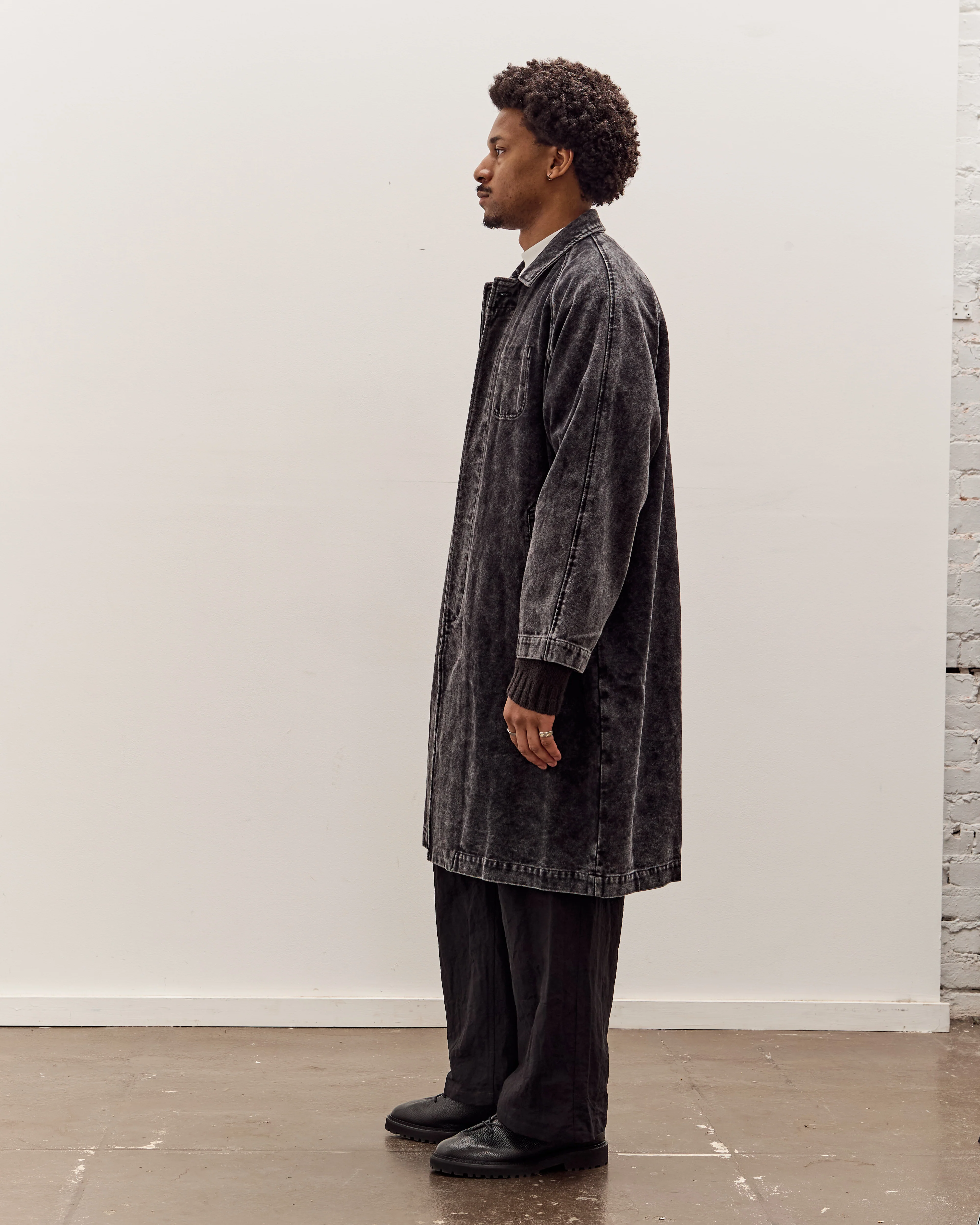 7115 by Szeki Fall Duster Unisex, Spotted Washed Black - Image 5