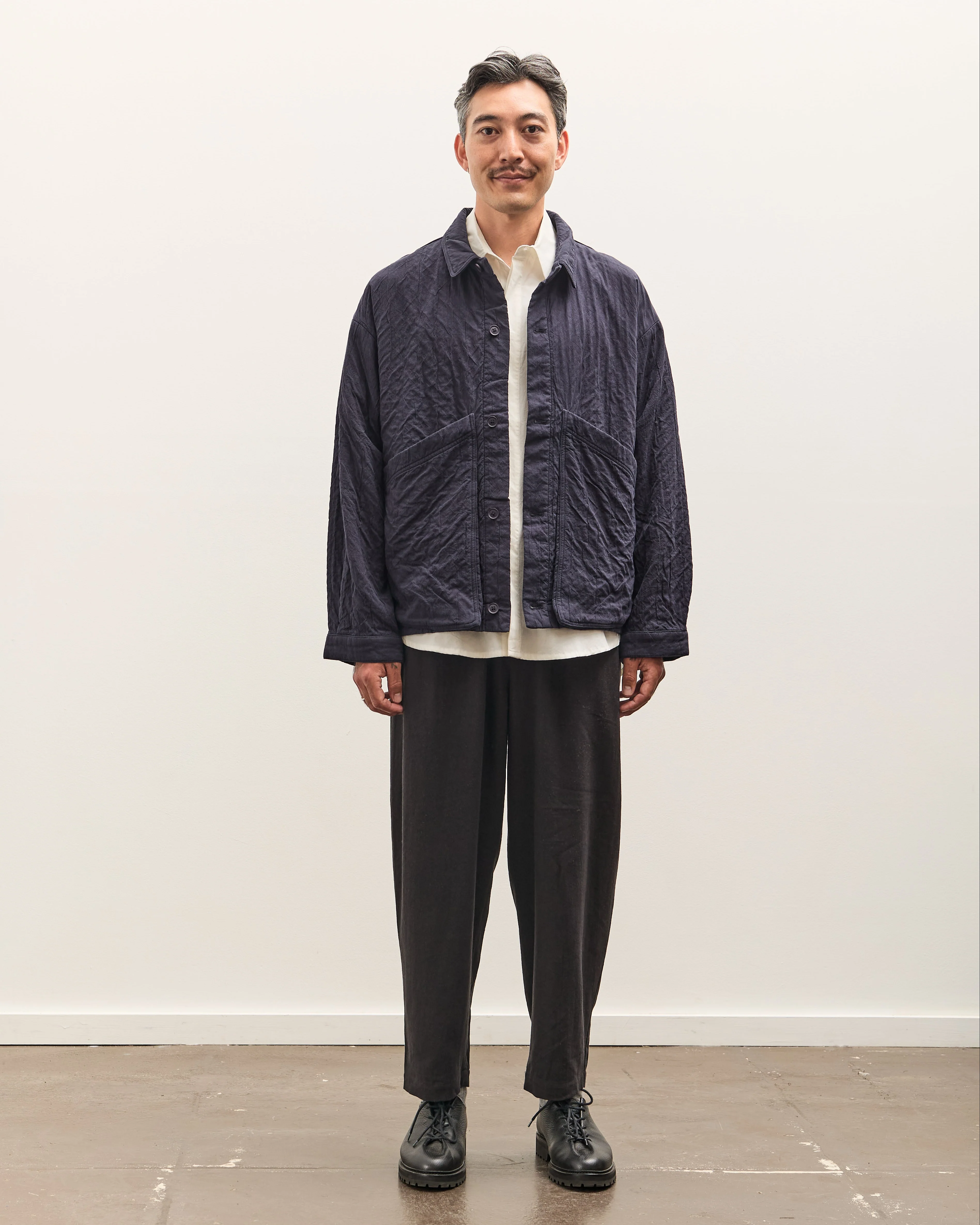 7115 by Szeki Signature Panel Pockets Shirt Jacket Unisex, Navy - Image 3