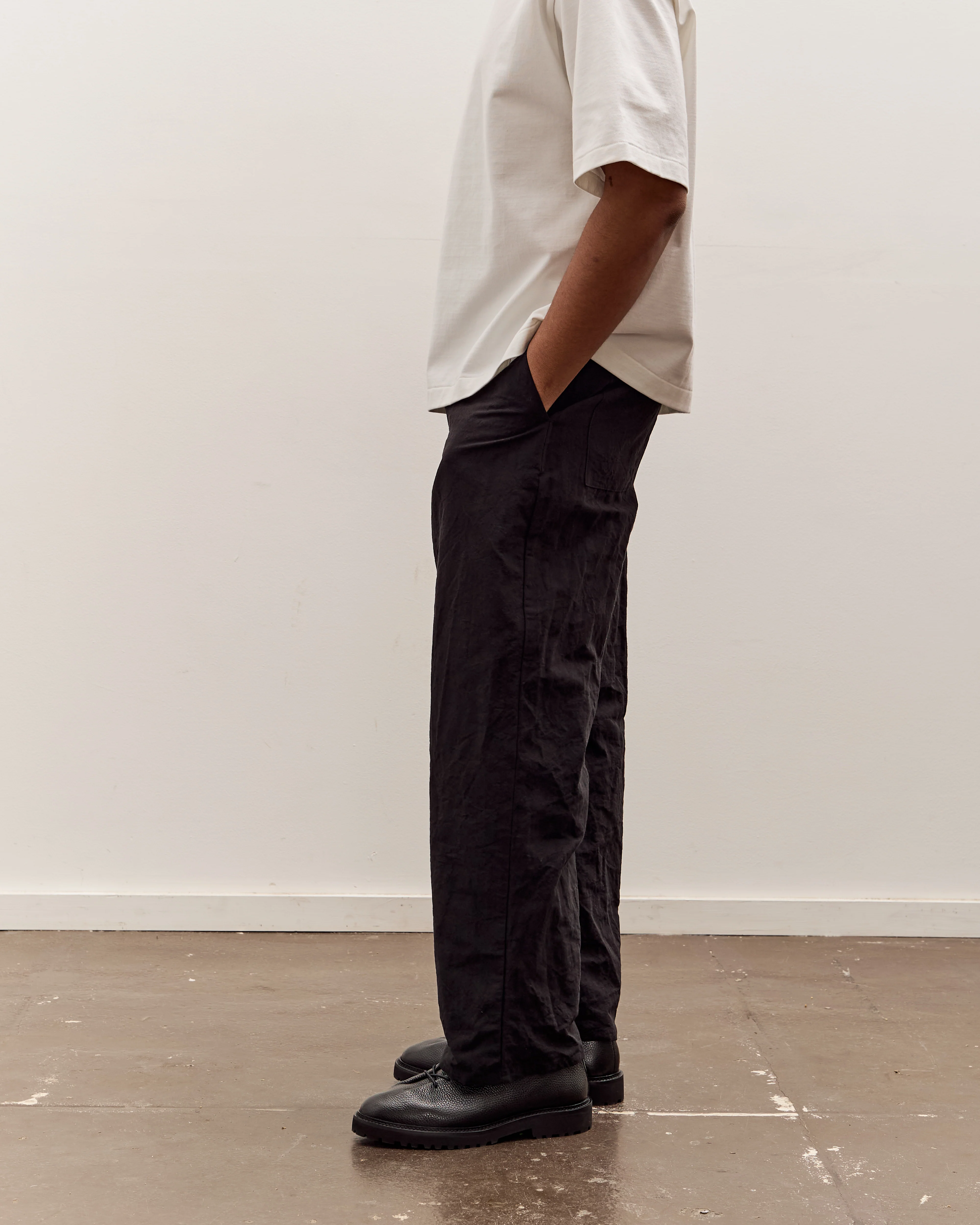 MAN-TLE R20P4 Wide Pants, Black Linen - Image 6