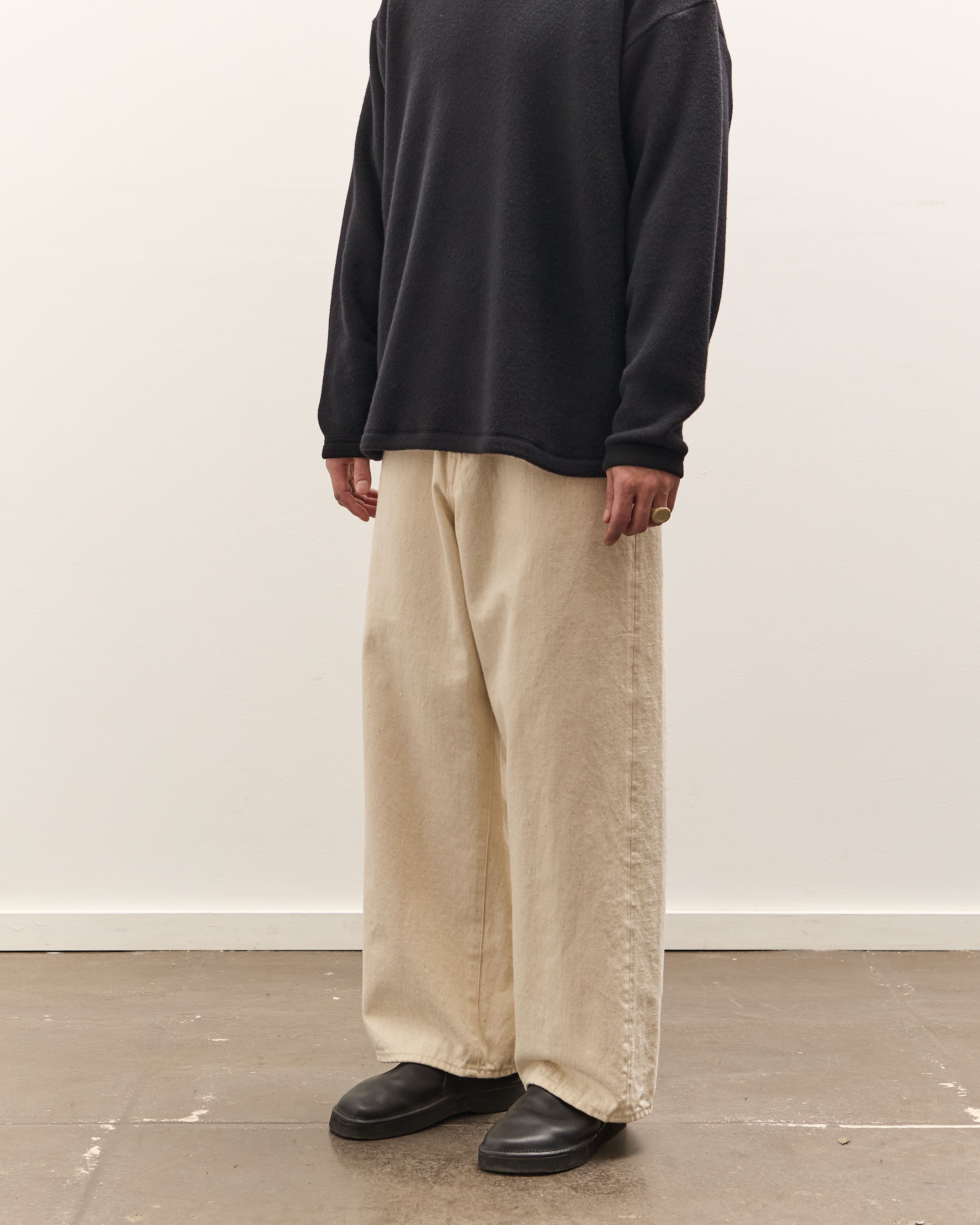 Yoko Sakamoto 5 Pocket Baggy Pants, Ecru - Image 4