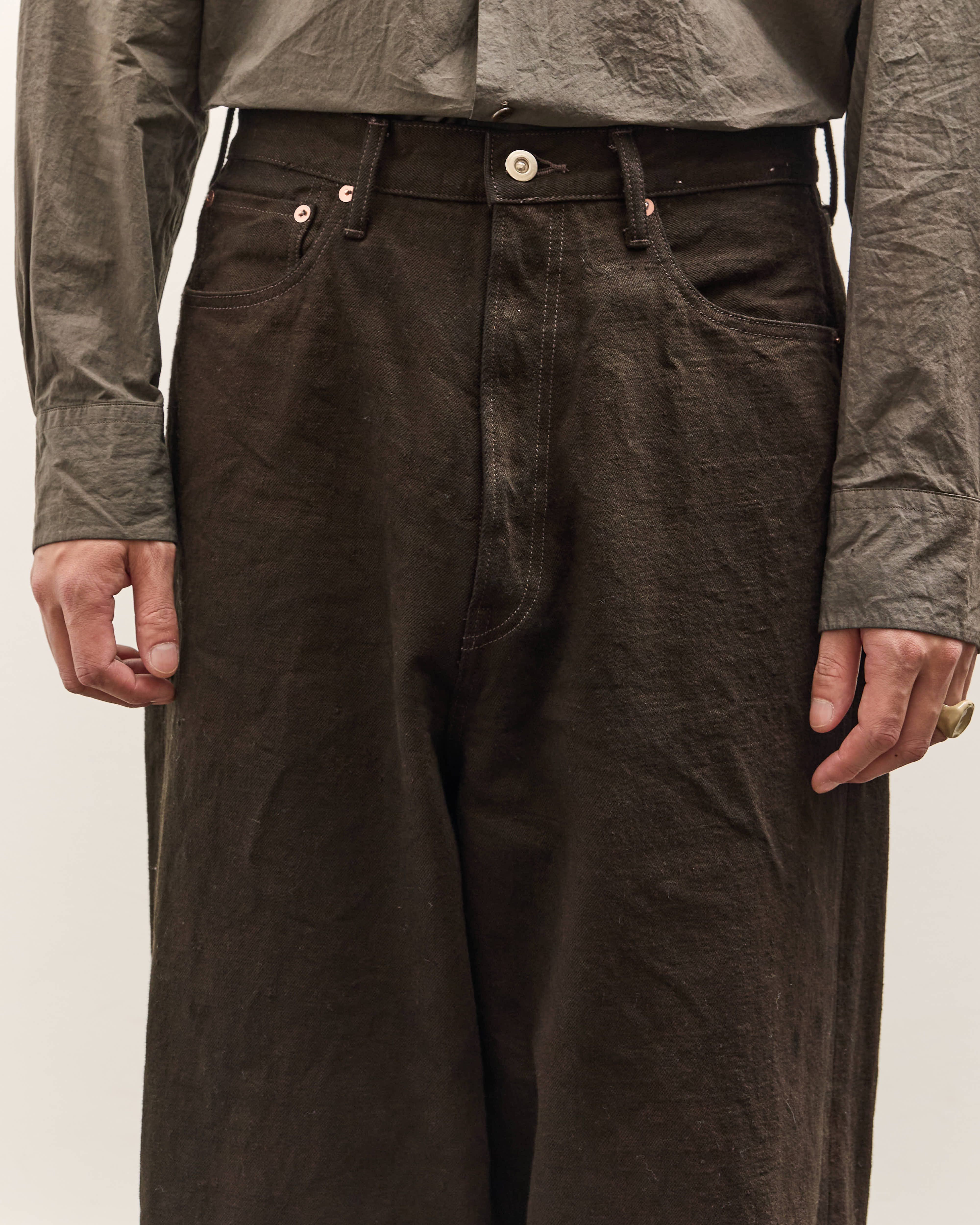 Yoko Sakamoto 5 Pocket Baggy Pants, Kakishibu - Image 7